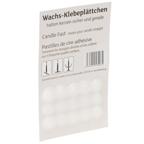 Floristik24 Wachsklebeplättchen für Kerzen Klebeplättchen Weiß 15 St