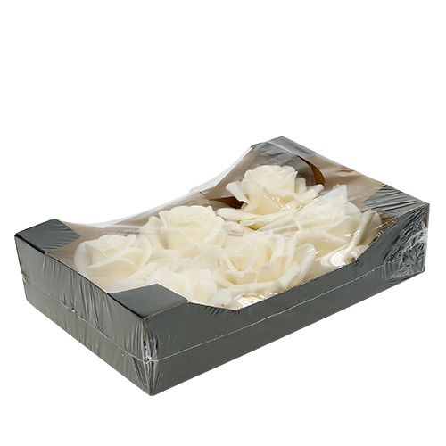 Floristik24 Wachsrose Ø10cm Creme 6St