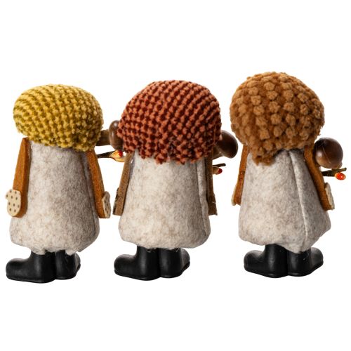 Set aus 3 Wichtel Figuren mit Bart und Mütze 10 cm aus Filz und Kunststoff für herbstliche Dekoration | Floristik24.ch