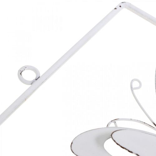 Artikel Schmetterlingsdeko zum Hängen, Frühling, Wandschmuck aus Metall, Shabby Chic Weiß, Silbern H47,5cm