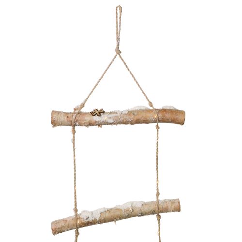 Floristik24 Wanddeko Weihnachten mit Micro LED Lichterkette, kleinen Holz-Schneeflocken und beschneiten Ästen H150cm