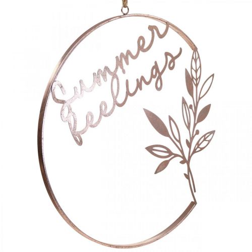 Artikel Wanddeko "Summer Feelings" Dekoring, Sommerdeko Metall zum Hängen, Ø49cm, Rosé-Metallic & Türkis