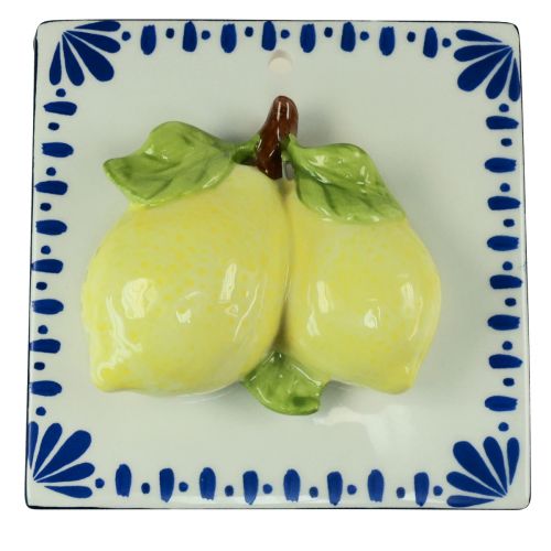 Floristik24 Wanddeko Zitronen Keramik Kachel Küchendeko 15×15cm