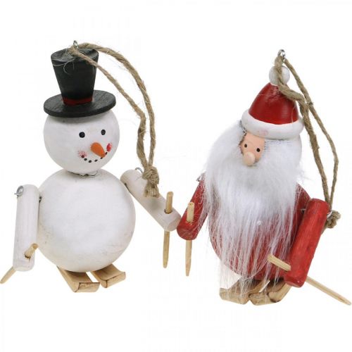 Artikel Christbaumschmuck Holz Weihnachtsmann und Schneemann 11cm 2St