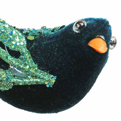 Floristik24 Weihnachtsdeko Amsel mit Clip Blau, Glitter Sortiert 3St