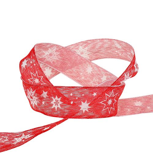 Artikel Weihnachtsband Rot mit Sternmuster 25mm 20m