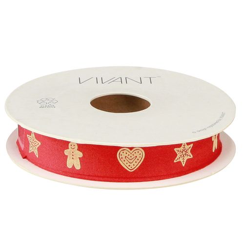 Floristik24 Weihnachtsband in Rot und Creme Motivband B15mm L15m
