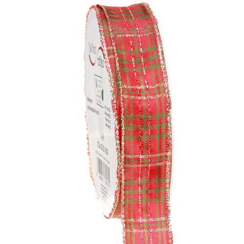 Artikel Weihnachtsband kariert Rot Grün Gold Karoband 25mm 20m