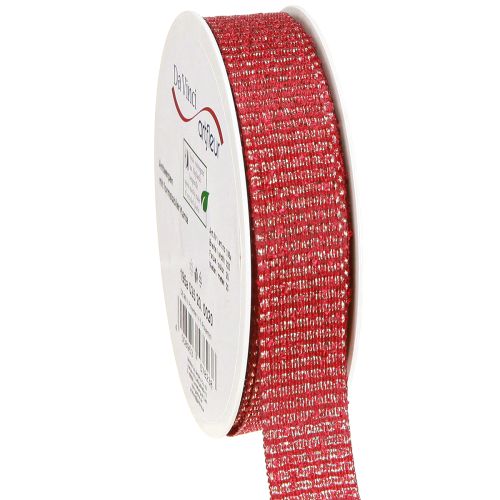 Floristik24 Weihnachtsband mit Goldfäden Geschenkband Rot 25mm 20m