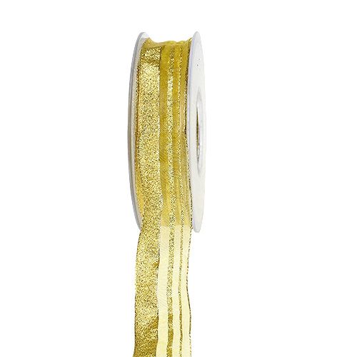 Floristik24 Weihnachtsband mit Streifen Gold 25mm 20m