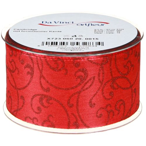 Artikel Weihnachtsband mit floralen Ornamenten Rot 60mm 15m