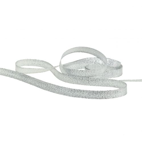 Floristik24 Weihnachtsband Lurex Silber 10mm 50m