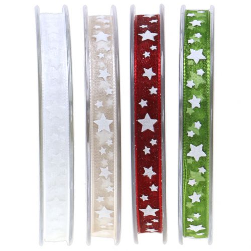 Artikel Weihnachtsband Organza mit Sternmotiv 10mm 20m