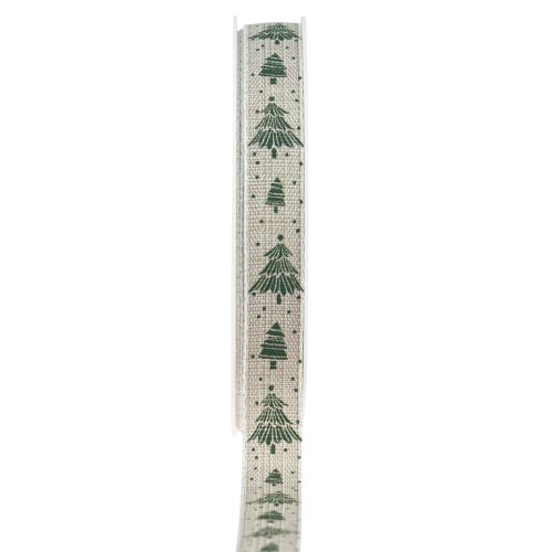 Weihnachtsband Tanne Geschenkband Natur Grün 15mm 20m