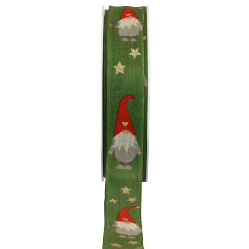 Geschenkband Weihnachtsband Wichtel Grün 25mm 20m