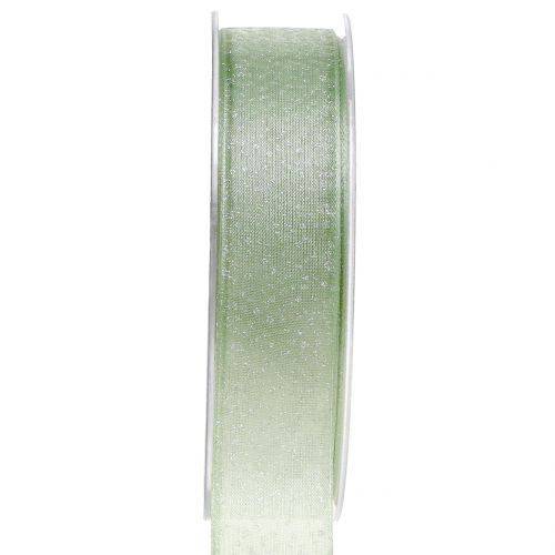 Floristik24 Weihnachtsband mit Glimmer Grün 25mm 20m
