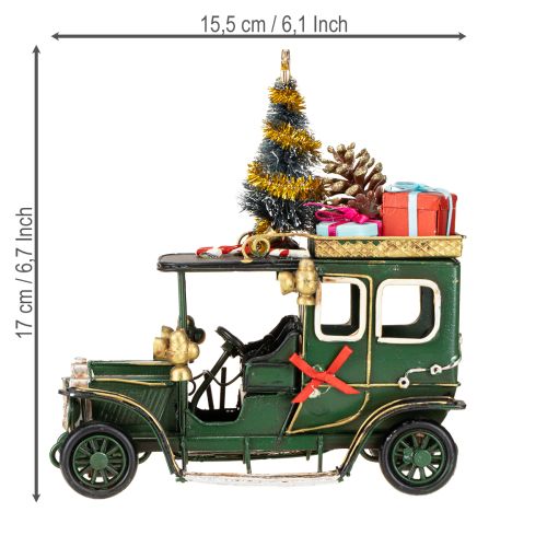 Artikel Weihnachtsdeko Auto Weihnachtsauto Vintage Grün 15×7×16cm