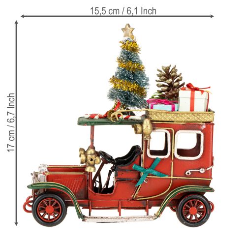 Floristik24 Weihnachtsdeko Auto Weihnachtsauto Vintage Rot 15×7×16cm
