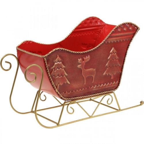 Weihnachtsdeko Deko Schlitten Weihnachtsschlitten Rot/Gold 30×12,5×20cm