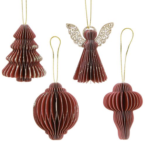 Weihnachtsdeko Papier Baumschmuck Bordeaux 6cm 12 St