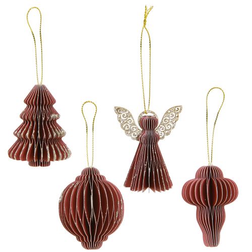 Floristik24 Weihnachtsdeko Papier Baumschmuck Bordeaux 6cm 12 St