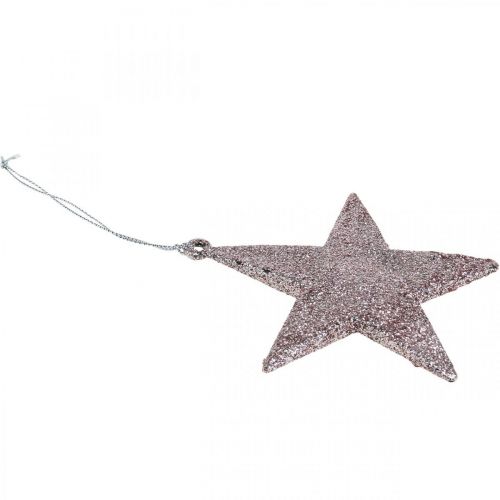 Floristik24 Weihnachtsdeko Stern Anhänger Rosa Glitter 10cm 12St