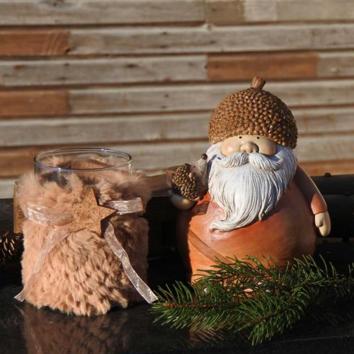 Artikel Weihnachtsdeko Windlicht Glas Kunstfell H12cm Ø9,5cm 3St