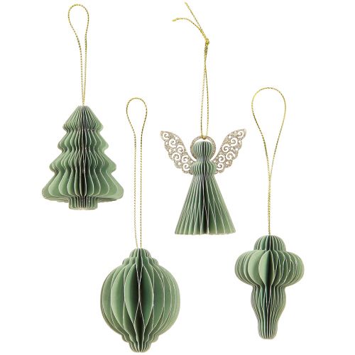 Floristik24 Weihnachtsdeko aus Papier Christbaumschmuck Mint 6cm 12 St