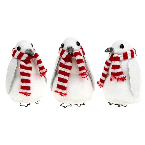 Floristik24 Weihnachtsdeko Pinguin 11cm weiß 3St