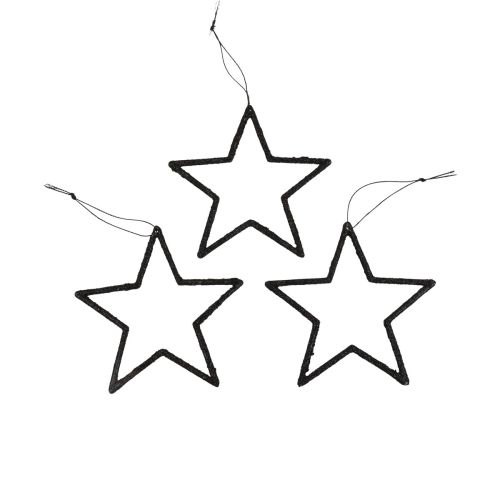 Weihnachtsdeko Stern Anhänger Schwarz Glitter 12cm 12St
