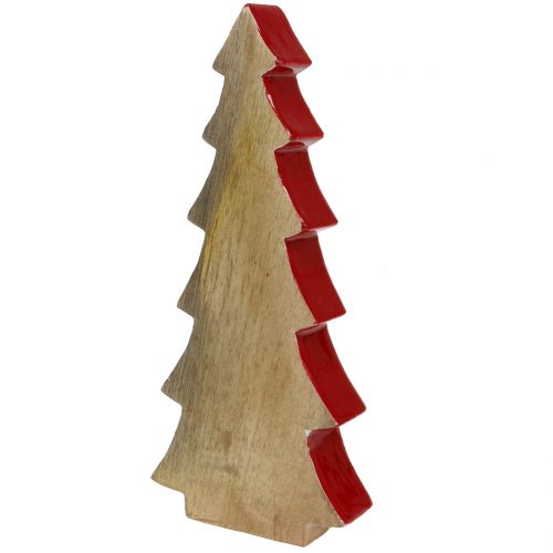 Floristik24 Weihnachtsdeko Tannenbaum Holz Rot, Natur 28cm