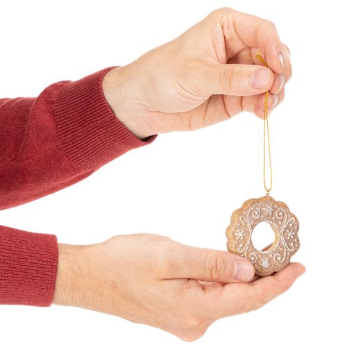 Weihnachtsanhänger aus Kunststoff in Lebkuchen-Optik 6cm 4er-Set | Floristik24.ch