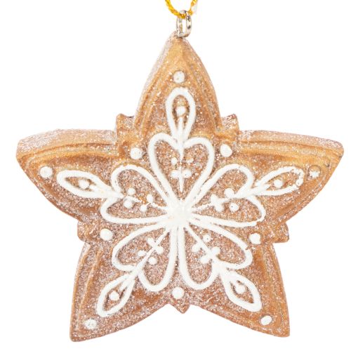 Weihnachtsanhänger aus Kunststoff in Lebkuchen-Optik 6cm 4er-Set | Floristik24.ch