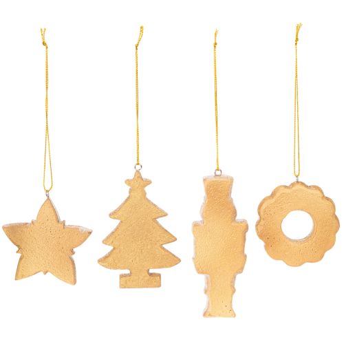 Weihnachtsanhänger aus Kunststoff in Lebkuchen-Optik 6cm 4er-Set | Floristik24.ch