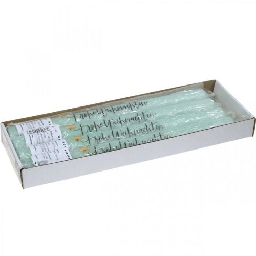 Artikel Weihnachtskerzen „Frohe Weihnachten“ Hellgrün 250/22mm 4St