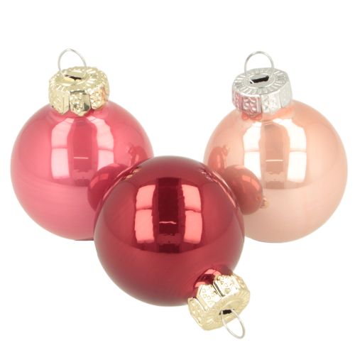 Weihnachtskugeln Glas glänzend 3 cm Rosa Rot 22 Stück online kaufen | Floristik24.ch