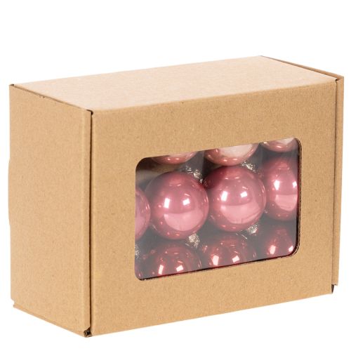 Weihnachtskugeln Glas glänzend 3 cm Rosa Rot 22 Stück | Floristik24.ch