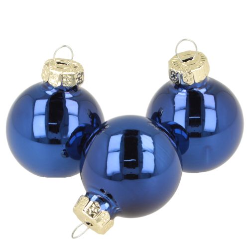 Mini Weihnachtskugeln aus Glas, Blau, 3 cm, 22 Stück