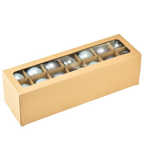 Artikel Dekokugel-Set Glas – Blau-Grau, Oberfläche matt, glänzend 5cm 24St