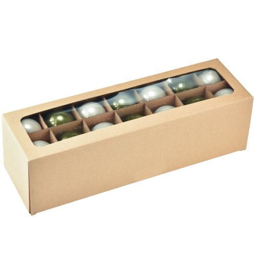 Artikel Christbaumkugeln Glas 2er-Set  glänzend in Oliv & Sandfarben mit Aufhänger 5cm  24St