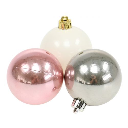 Floristik24 Weihnachtskugel Mix Rosa, Grau, Weiß Ø5,5cm 10St