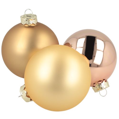 Floristik24 Glaskugeln Weihnachten – matt & glänzend in Gold, Rosa 7,5cm 12St