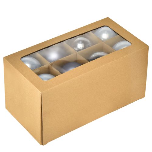 Artikel Kugel-Set in Blau/Silber – matt & glänzend, Glas-Deko für Winterfloristik 7,5cm 12St