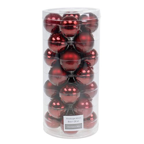 Floristik24 Weihnachtskugel Glas Ø4cm Bordeaux Mix 24 St
