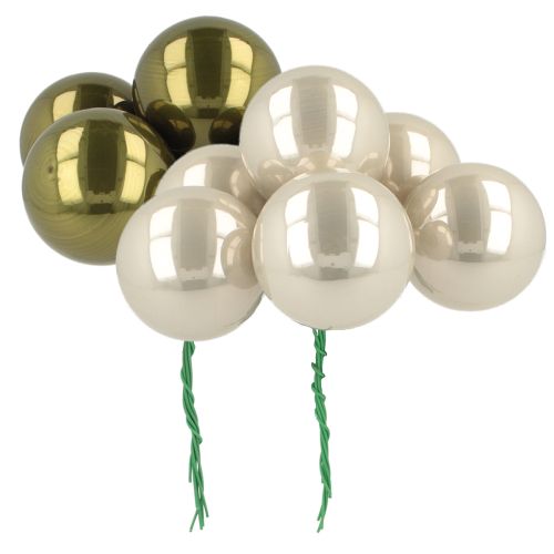 Weihnachtskugel Glas Spiegelbeeren Oliv Silber Ø40mm 32 St