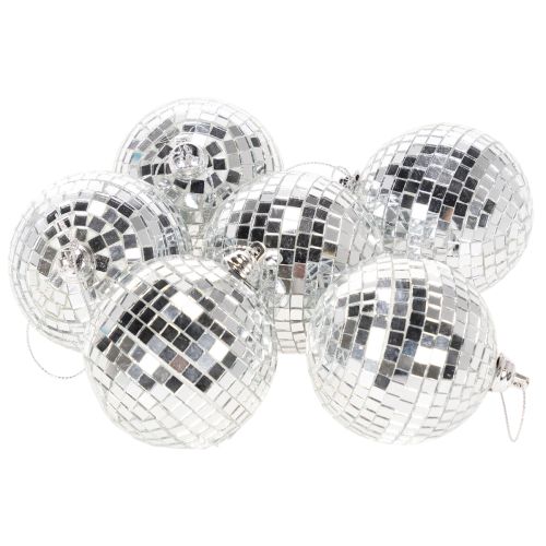 Weihnachtskugeln 7cm Spiegeloptik Silber 6er-Set | Floristik24.ch