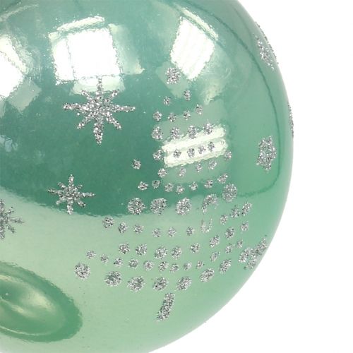 Floristik24 Weihnachtskugel mit Glitter Eukalyptus Ø8cm 6St