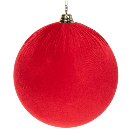 Weihnachtskugeln Rot aus Samt Ø 25 cm zum Aufhängen im 2er-Set