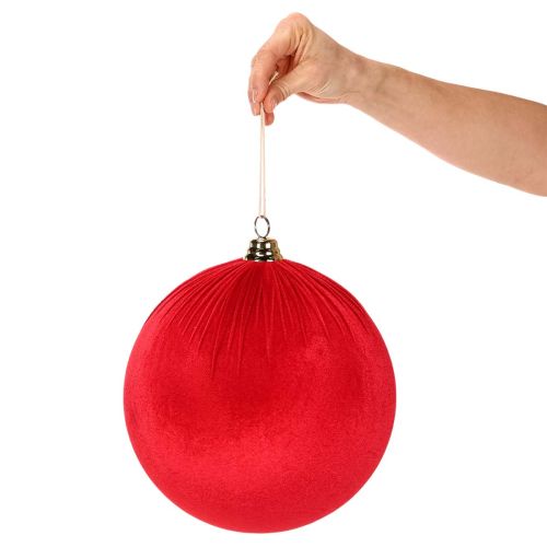 Weihnachtskugeln Rot aus Samt Ø 25 cm zum Aufhängen im 2er-Set | Floristik24.ch