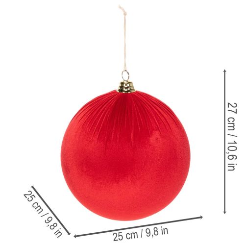 Weihnachtskugeln Rot aus Samt Ø 25 cm zum Aufhängen im 2er-Set | Floristik24.ch